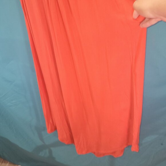 Sleeveless Orange Maxi Dress With Lattice Neckline By Skemo Size M 100% Rayon - Picture 10 of 11